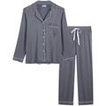 Amorbella Womens Two Piece Button Up Pajama/Pj/Sleep/Lounge/Jammy Sets Sleepwear(Grey, Medium)