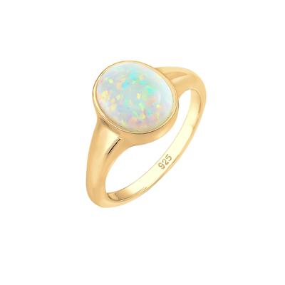 Elli - Siegelring Synthetischer Opal Trend 925 Silber Ringe 1 ct Damen (69.99 € / 1 ct)