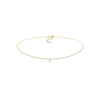 Elli - Choker Mondstein Anhänger Basic Trend 925 Silber Ketten 1 ct Damen