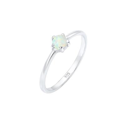 Elli - Basic Trend Bandring Synthetischer Opal 925 Silber Ringe Damen
