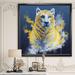 East Urban Home Tiger Spirit in Blue & Gold - Picture Frame Print on Canvas in Blue/Green | 30 H x 30 W x 1 D in | Wayfair