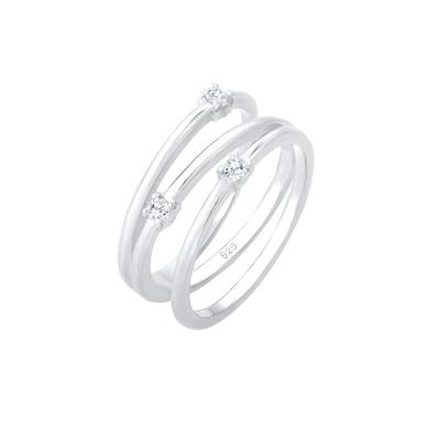 Elli - Wickelring Filigran Zirkonia Trend 925 Silber Ringe 1 ct Damen (69.99 € / 1 ct)