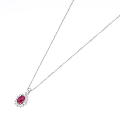 Smart Jewel - Kette farbiger Stein und Zirkonia Steine, Silber 925 Ketten 1 ct Rot Damen