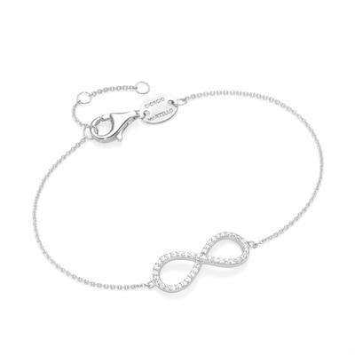 Giorgio Martello Milano Armband Infinity mit Zirkonia Steinen, Silber 925 19 cm Weiss Damen Image