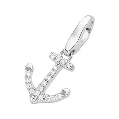 Giorgio Martello Milano - Charm Anker mit Zirkonia, Silber 925 Charms & Kettenanhänger 1 ct Weiss Damen