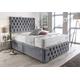 Sleep Factory's Grey Suede Chesterfield 2 Drawer Divan Bed Set, Mattress & Headboard (5.0FT (King))