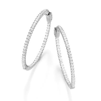 Giorgio Martello Milano Creolen mit funkelnden Zirkonia Steinen, Silber 925 ca. Ø 5cm Weiss Damen