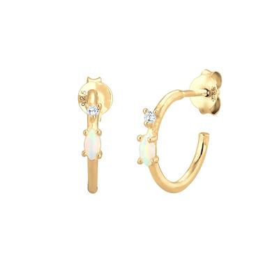 Elli Ohrringe Creole Marquise Opal Zirkonia 925 Sterling Silber goldfarben Damen Image