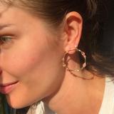 Anthropologie Jewelry | Anthropology Crystal Hoops Earrings | Color: Gold/Pink | Size: Os