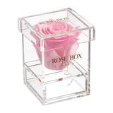 Rose Box NYC Single Rose Floral Arrangement in Jewelry Box in Pink | 4.3 H x 3.5 W x 3.5 D in | Wayfair single-acrylic-2