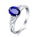 KnSam 18K Ring for Women, 1.4Ct Blue Sapphire Vvs1 Oval Cut Sapphire Ring Size L 1/2