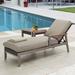 Wade Logan® Bertolde 65.6" Long Outdoor Reclining Single Chaise w/ Cushion & Table Metal/Wicker/Rattan in Brown/Gray | Wayfair