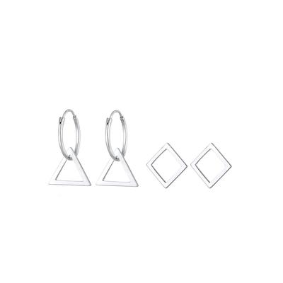 Elli - Creolen Set Hänger Geo Dreieck Trend 925 Silber 1 ct Damen