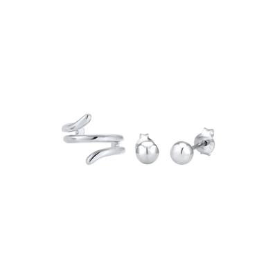 Elli Ohrringe Set Stecker Earcuff Geo Basic Minimal 925 Silber silberfarben Damen
