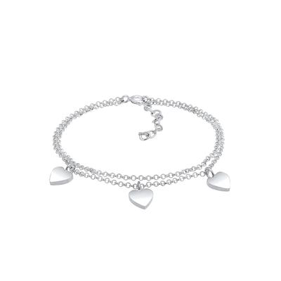Elli - Herz Symbol Love Trio Layer Erbskette 925 Silber Armbänder & Armreife Damen