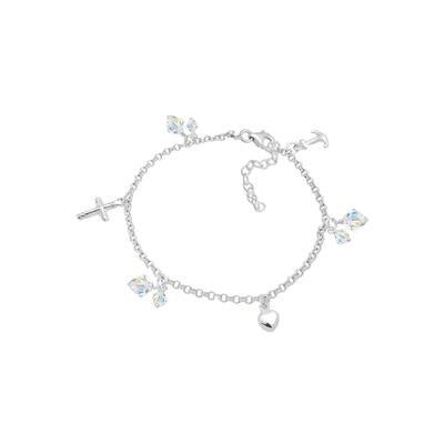 Elli - Kreuz Herz Anker Kristalle 925 Silber Armbänder & Armreife Damen