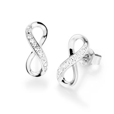 Smart Jewel - Ohrstecker Infinity, Unendlichkeit mit Zirkonia, Silber 925 Ohrringe Weiss Damen