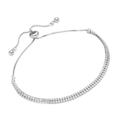 Smart Jewel - Armband Tennisarmband 2-rhg., Silber 925 Armbänder & Armreife Weiss Damen