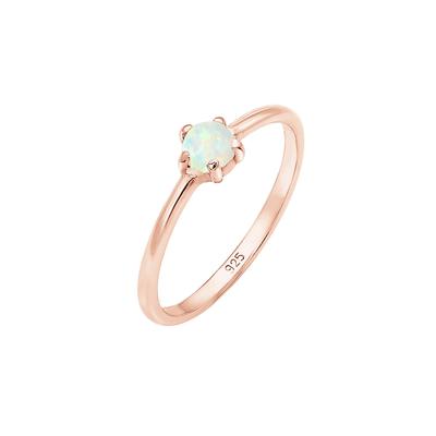 Elli - Basic Trend Bandring Synthetischer Opal 925 Silber Ringe 1 ct Damen