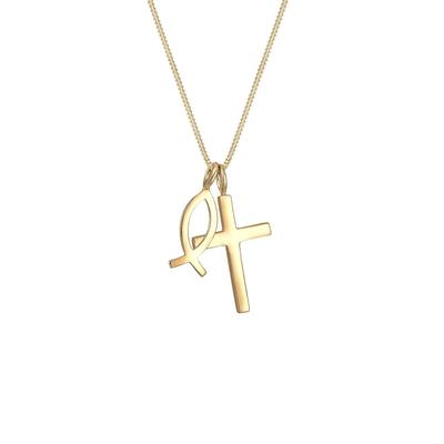 Elli - Panzerkette Kreuz Fisch Symbol Religion 925er Silber Ketten 1 ct Damen (59.99 € / 1 ct)