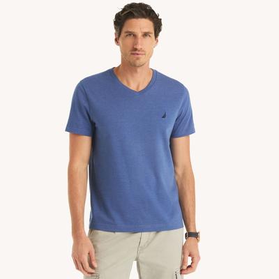 Nautica Men's Heather V-Neck Deck T-Shirt 482 (Stellar Blue Heather), XL
