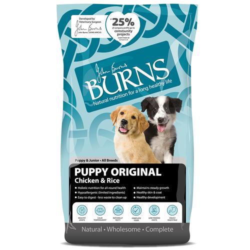 12kg Burns Puppy Original Huhn & Reis Hundefutter trocken