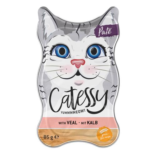 72x85g Paté mit Kalb Schälchen Catessy Katzenfutter