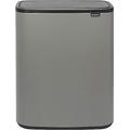 Brabantia Bo Touch Bin - 2 x 30L Inner Buckets (Mineral Concrete Grey) Waste/Recycling Kitchen Bin with Removable Compartments + Bin Bags