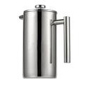 PETSOLA Stainless Steel Cafetiere Ground Coffee Filter Maker Coffee Press Plunger - Silver, 500ml