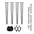 Relaxdays Hairpin Legs, 4er Set, 3 Streben, Metall, Haarnadel Tischbein für Hocker, Tisch & Schrank, hoch, schwarz, 86 cm-3 Stangen