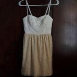 American Eagle Outfitters Dresses | Aeo White Swiss Dot & Cream Lace Dress Xs | Color: Cream/White | Size: Xs