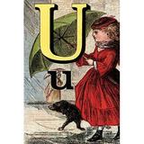 Buyenlarge U for the Umbrella That Keeps Off the Rain by Edmund Evans - Graphic Art Print in Brown/Green/Red | 42 H x 28 W x 1.5 D in | Wayfair