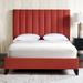 Eastern Accents Kyler Tufted Low Profile Standard Bed Upholstered/Velvet in Red/White | 58 H x 80 W x 86 D in | Wayfair 7W-UBK01F-RU