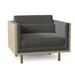 Armchair - Maria Yee Maxwell 36.25" Wide Armchair Wood/Fabric in Gray/Yellow/Brown | 32.25 H x 36.25 W x 32.5 D in | Wayfair 265-109120143F64F/FR31