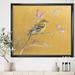 East Urban Home 'Gold Bird on Blossoms III' - Picture Frame Print on Canvas Canvas | 16 H x 16 W x 1 D in | Wayfair