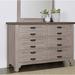 Darby Home Co Erving 6 Drawer 74.25" W Double Dresser w/ Mirror Wood in Gray | 36.5 H x 55 W x 19.83 D in | Wayfair