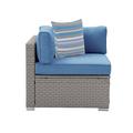 Rosecliff Heights Jevon Outdoor Furniture Left Corner Patio Chair w/ Cushions Metal in Blue/Gray | 25 H x 32 W x 32 D in | Wayfair