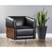 Armchair - AllModern King 29.25" W Faux Leather Armchair Faux Leather/Metal/Fabric in Black/Brown | 32 H x 29.25 W x 31 D in | Wayfair