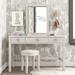 Canora Grey Aishia Vanity Set w/ Mirror Wood in Brown/White | 60 H x 47.24 W x 22.05 D in | Wayfair CCFE1D4053F14ABC8DC346B6ED914FF2