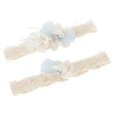 Ivy Lane Design Something Blue Vintage Garter Set Fabric in White | 1 H x 8 W x 8 D in | Wayfair A91349/IVO/LG