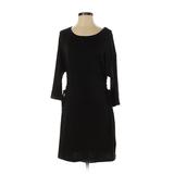 New York & Company Casual Dress - Shift Crew Neck 3/4 Sleeve: Black Solid Dresses - Women's Size Small