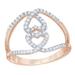 White Natural Diamond Double Heart Loop Ring in 10k Rose Gold