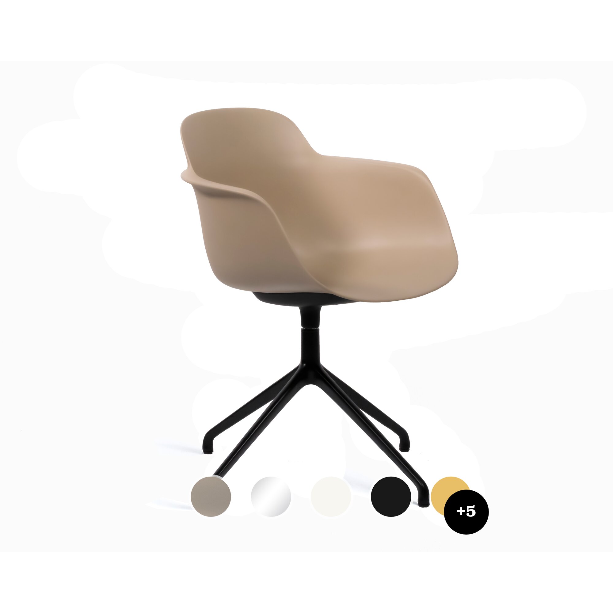 infiniti »SICLA« 4 Star Designer-Drehstuhl AL30 Weiss matt lackiert / IR8022 schwarz