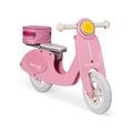 Janod - Mademoiselle Pink Wooden Scooter Balance Bike - Retro Vintage Look - Learning Balance and Autonomy - Adjustable Saddle, Inflatable Tires - Pink Colour - For children from the Age of 3, J03239