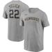 Men's Nike Christian Yelich Gray Milwaukee Brewers Name & Number T-Shirt