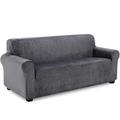 TIANSHU Velvet Sofa Cover Furniture Protector Velvet Couch Cover for 3 Cushion Couch Form Fit Slip Resistant Stylish Furniture Protector Machine Washable Sofa Slipcover 3 Seater(Sofa, Gray)