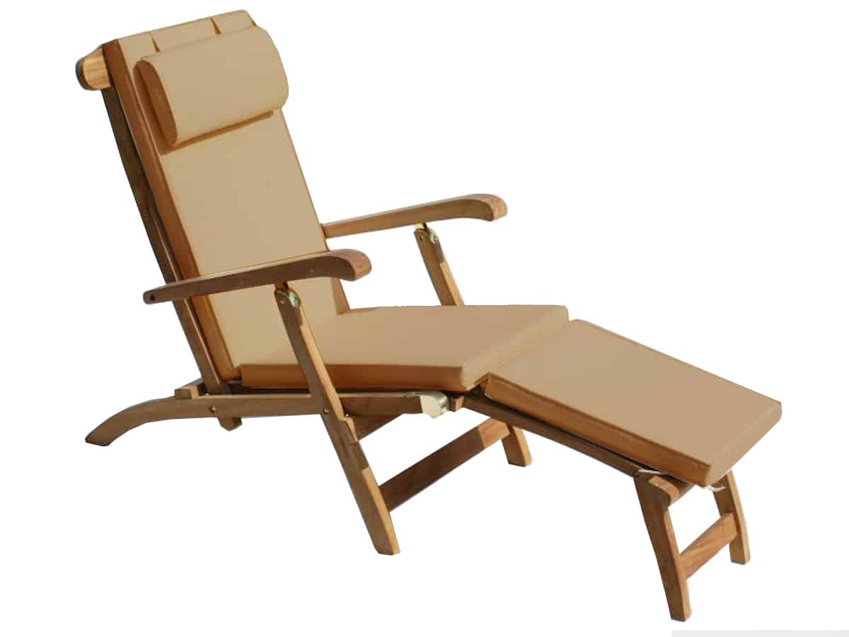 MiaMöbel Kissen - Teak Klappliege mit Armlehne (Deckchair) 100% Polyester Modern Image