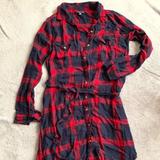 American Eagle Outfitters Dresses | American Eagle Red Navy Flannel Tunic Dress Sz S | Color: Blue/Red | Size: S