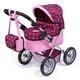 Bayer Design 13088AA Puppenwagen Trendy, höhenverstellbar, zusammenklappbar, mit Tragetasche und Einkaufskorb, Pflaume, pink mit Fee und Sternen