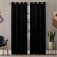 Oxford Homeware Blackout Curtains for Bedroom – Black Velvet Curtains 66x72 - Thermal Insulated Eyelet Curtains for Living Room + 2 Tie Backs (168cm x 183cm)